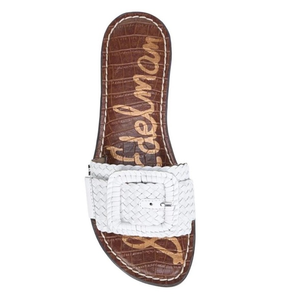 Nib Sam Edelman Gabriela Bright White Woven Nappa Leather Slide Sandal - Picture 3 of 12